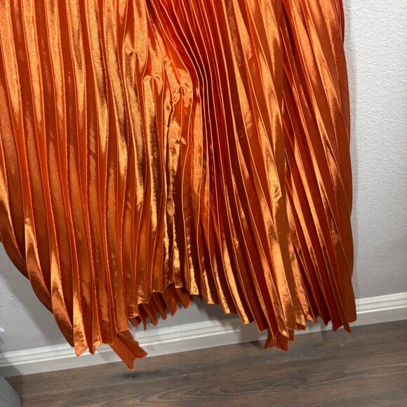 Sunfere Size Large Novia Halter Neck Pleated Maxi Dress Burnt Orange Sleeveless - Picture 9 of 9